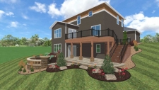 Brown house with back deck 3D design