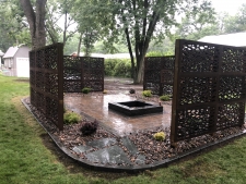 fire pit patio with privacy fencing
